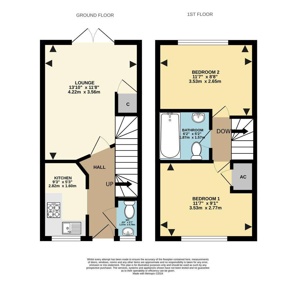 2 bedroom end of terrace house for sale - floorplan