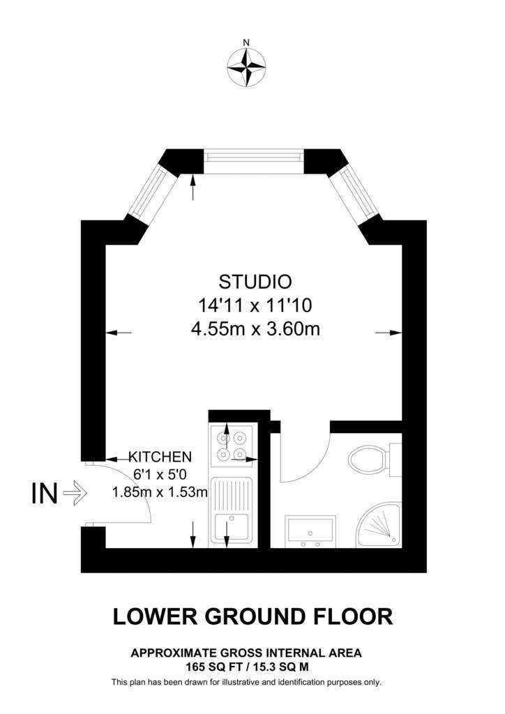 Studio flat to rent - floorplan