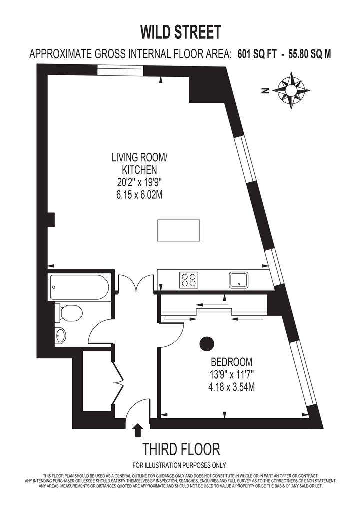 1 bedroom flat to rent - floorplan