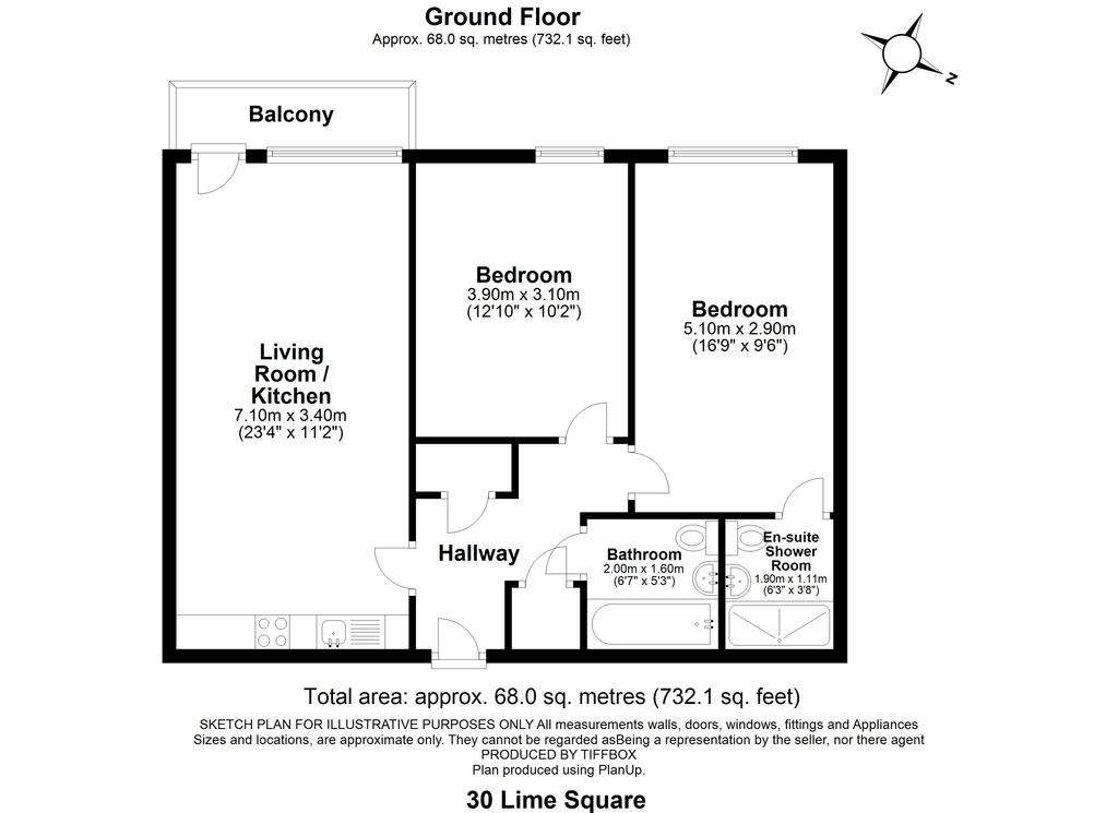 2 bedroom flat for sale - floorplan