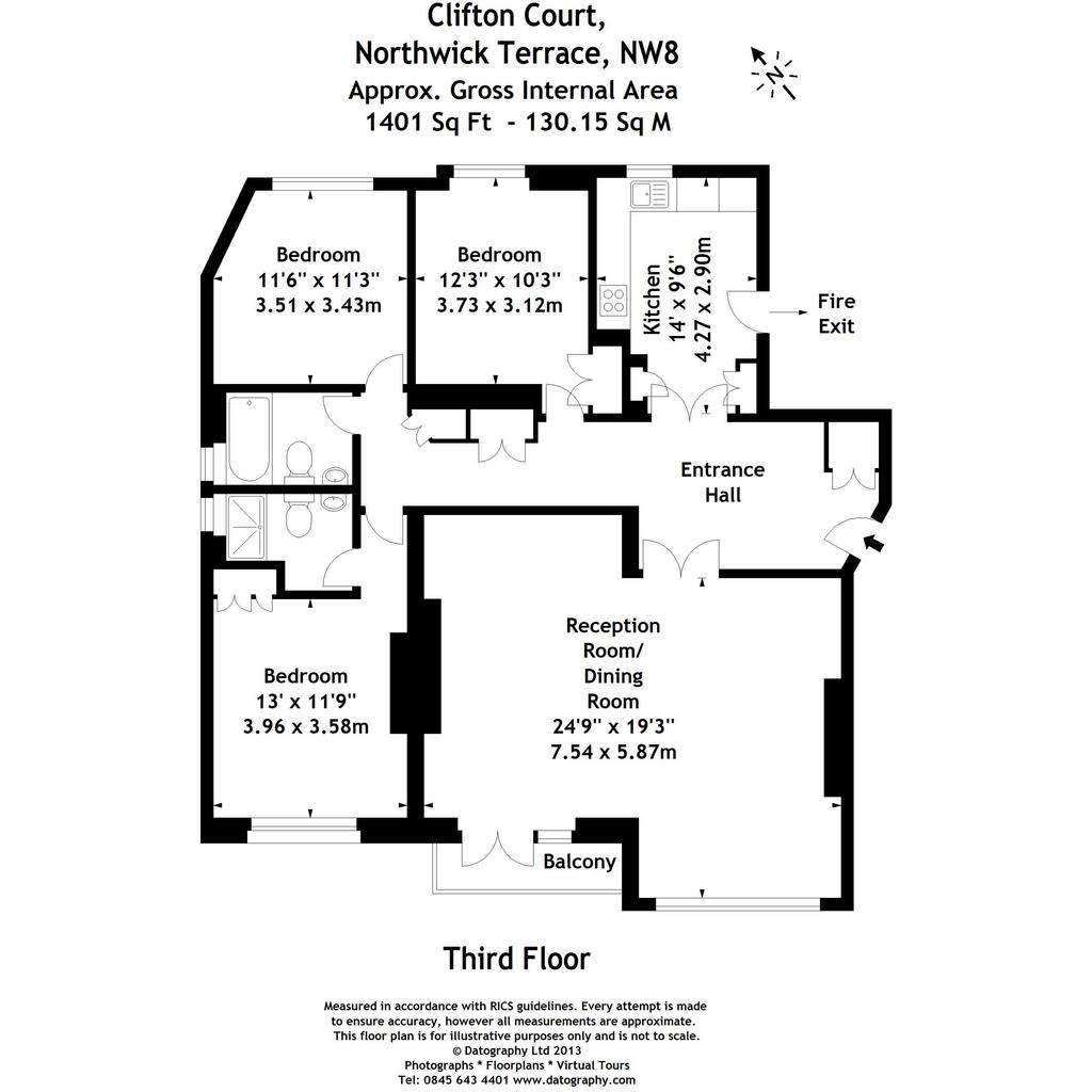 3 bedroom flat to rent - floorplan