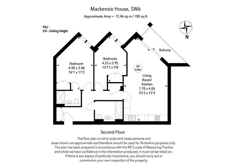 2 bedroom flat to rent - floorplan