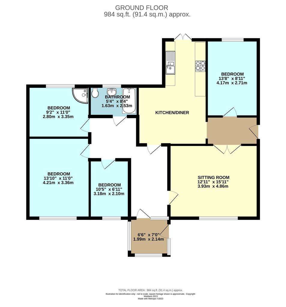 4 bedroom bungalow for sale - floorplan