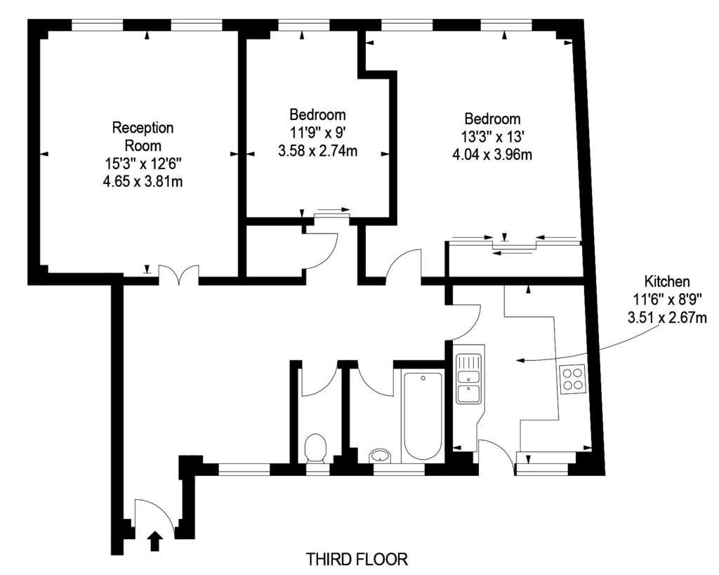 2 bedroom flat to rent - floorplan