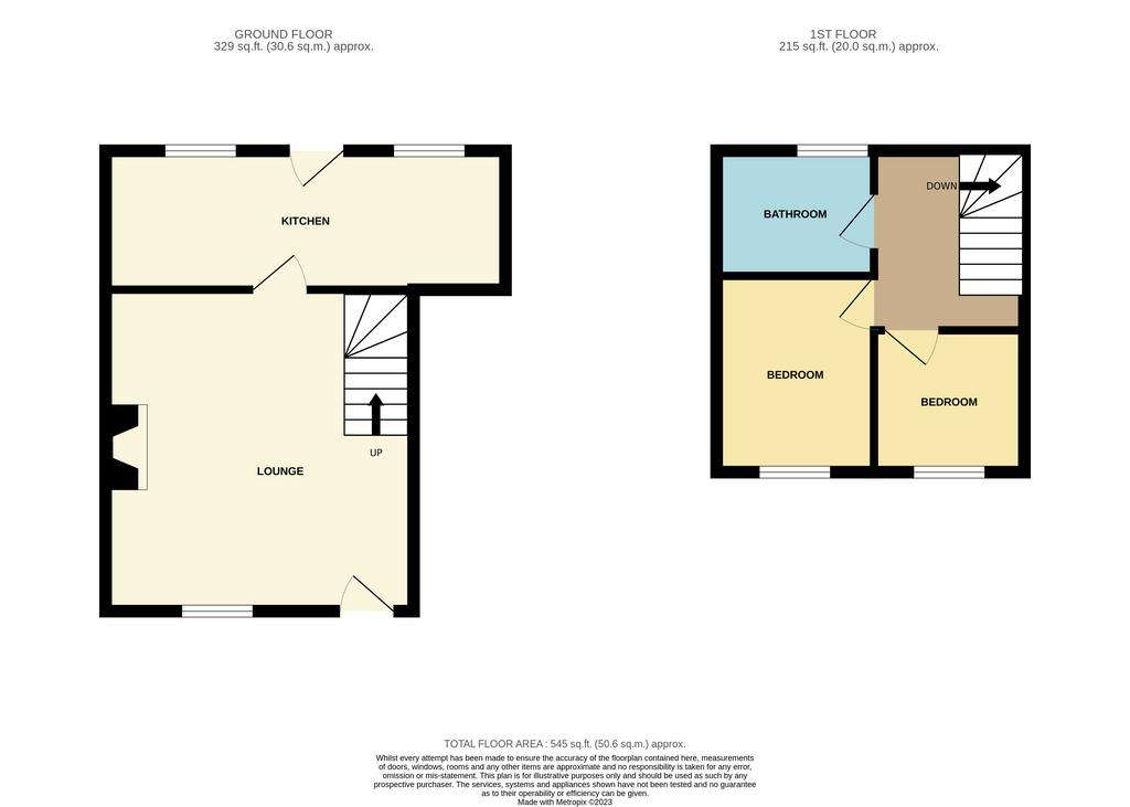 2 bedroom end of terrace house for sale - floorplan