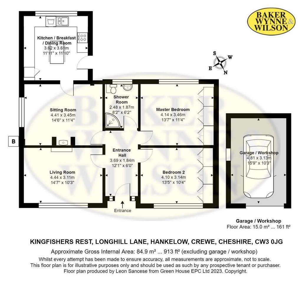 2 bedroom detached bungalow for sale - floorplan