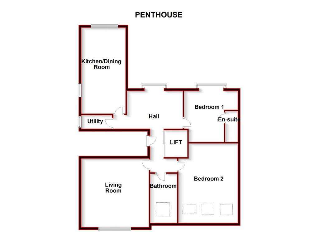 2 bedroom penthouse apartment to rent - floorplan