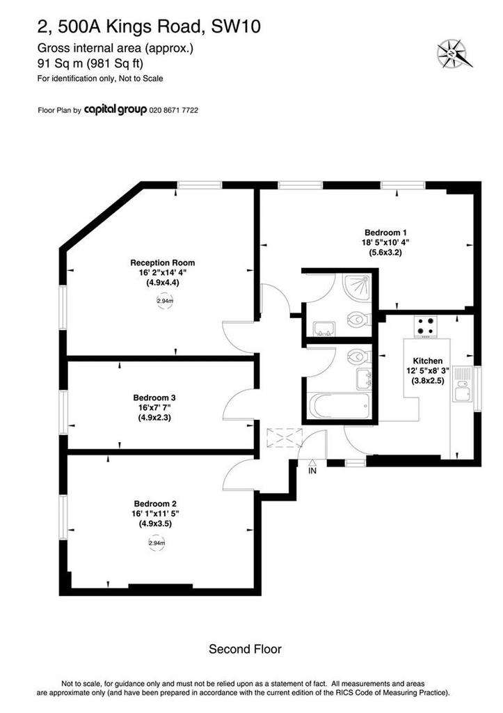 3 bedroom flat to rent - floorplan