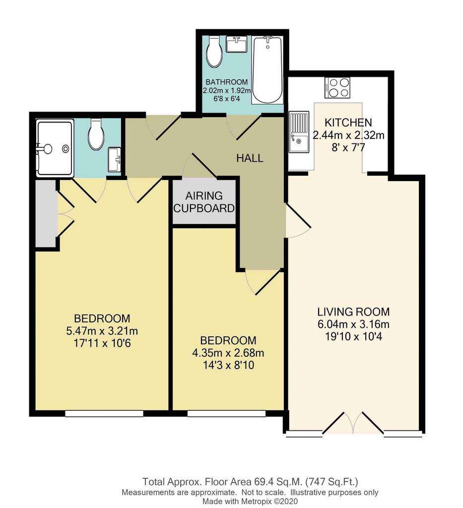 2 bedroom flat to rent - floorplan