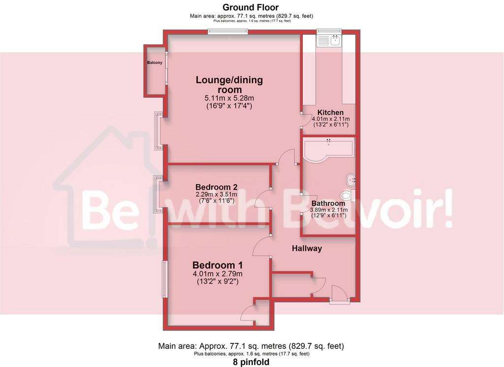 2 bedroom flat to rent - floorplan