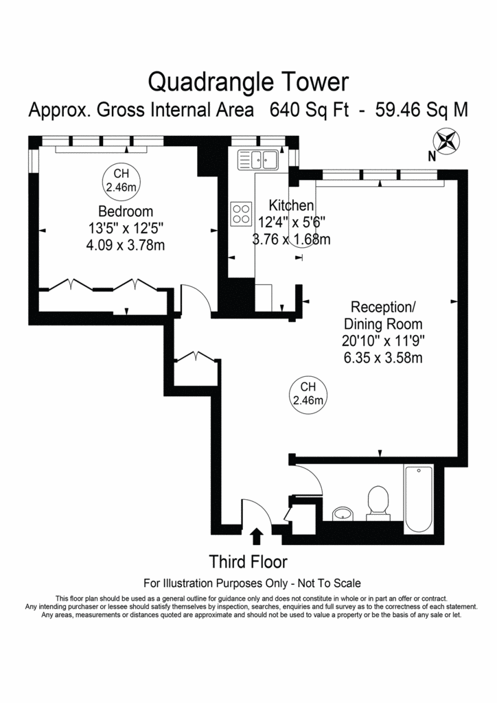 1 bedroom flat to rent - floorplan