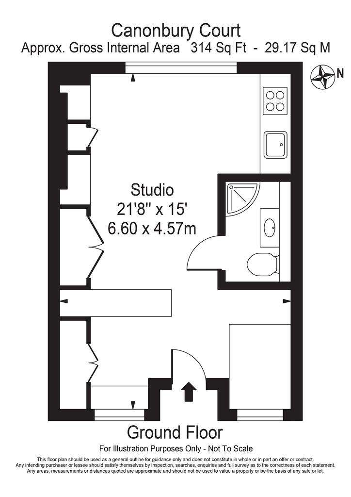 Studio flat to rent - floorplan