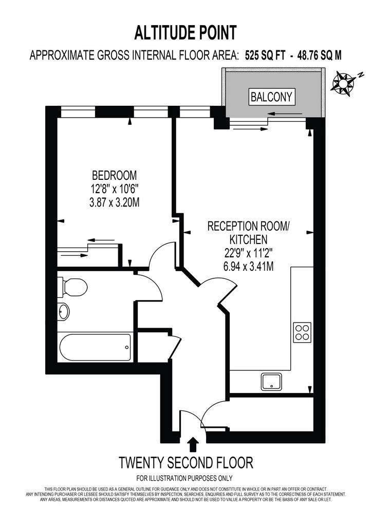 1 bedroom flat to rent - floorplan