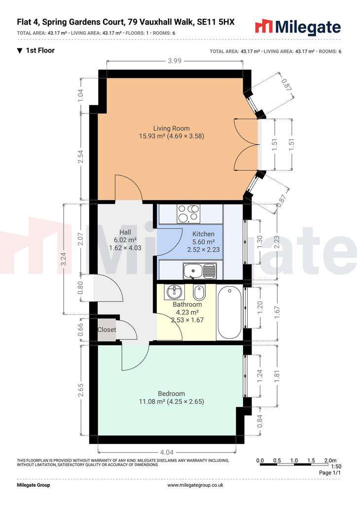 1 bedroom flat to rent - floorplan