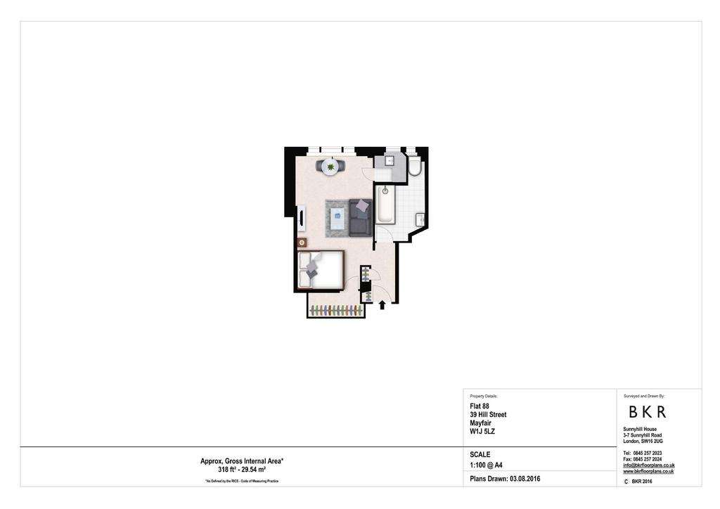 Studio flat to rent - floorplan