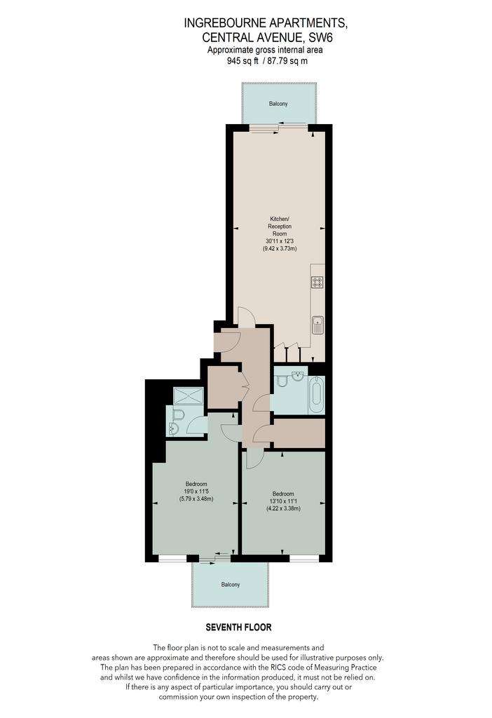 2 bedroom flat to rent - floorplan