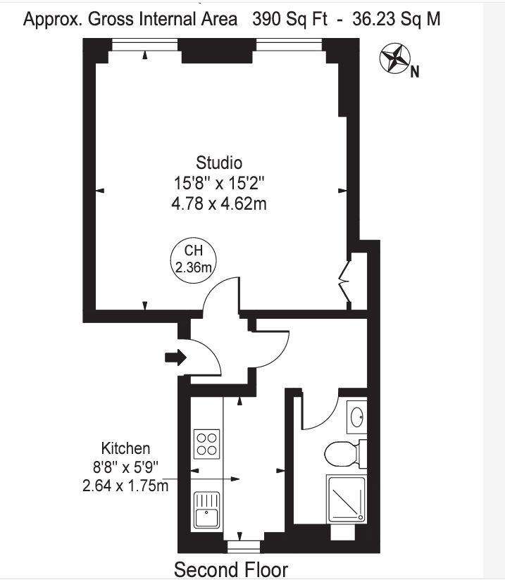 Studio flat to rent - floorplan