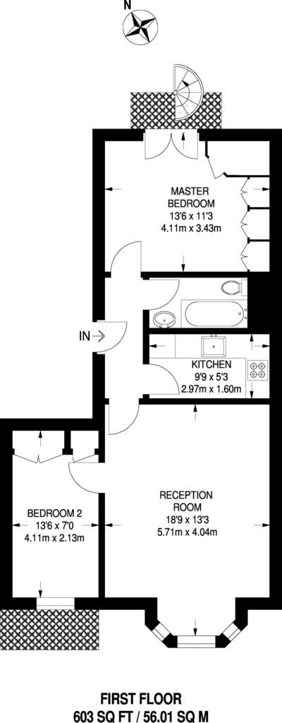 2 bedroom flat to rent - floorplan