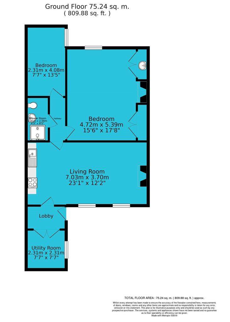 2 bedroom flat to rent - floorplan