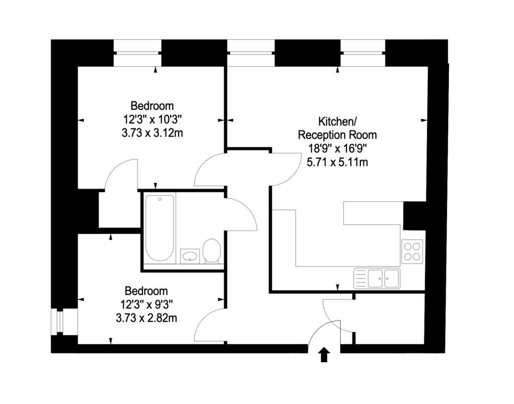 2 bedroom flat to rent - floorplan