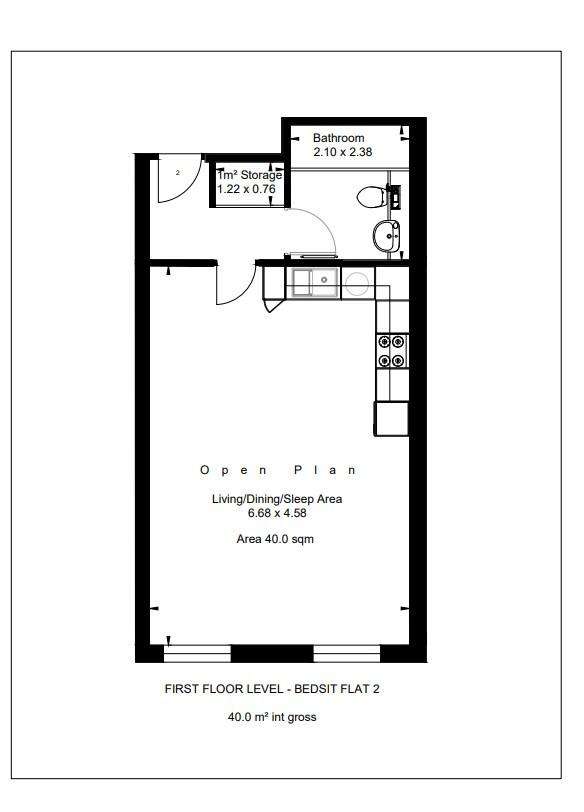 Studio flat to rent - floorplan