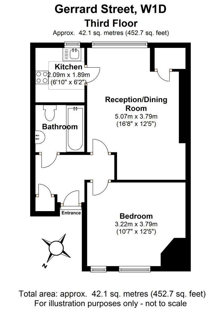 1 bedroom flat to rent - floorplan