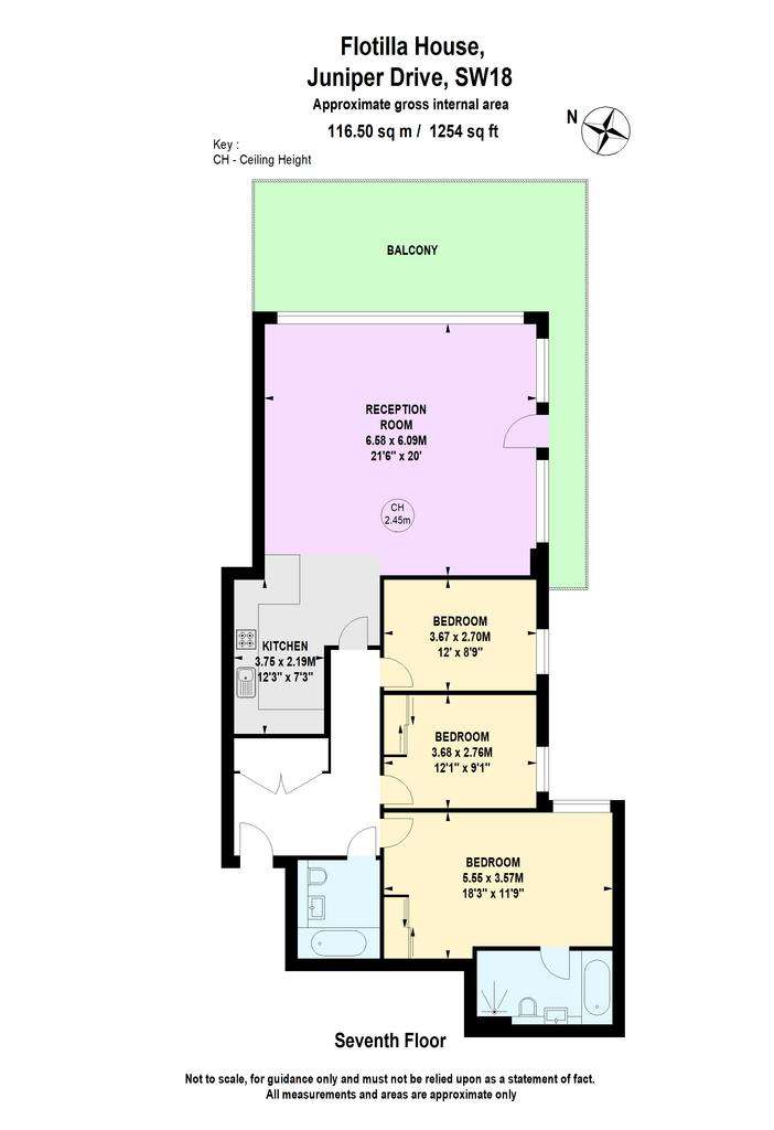 3 bedroom flat to rent - floorplan