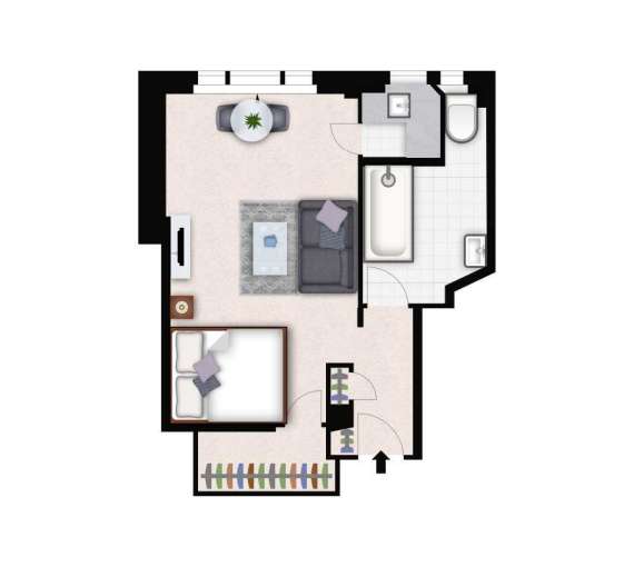 Studio flat to rent - floorplan