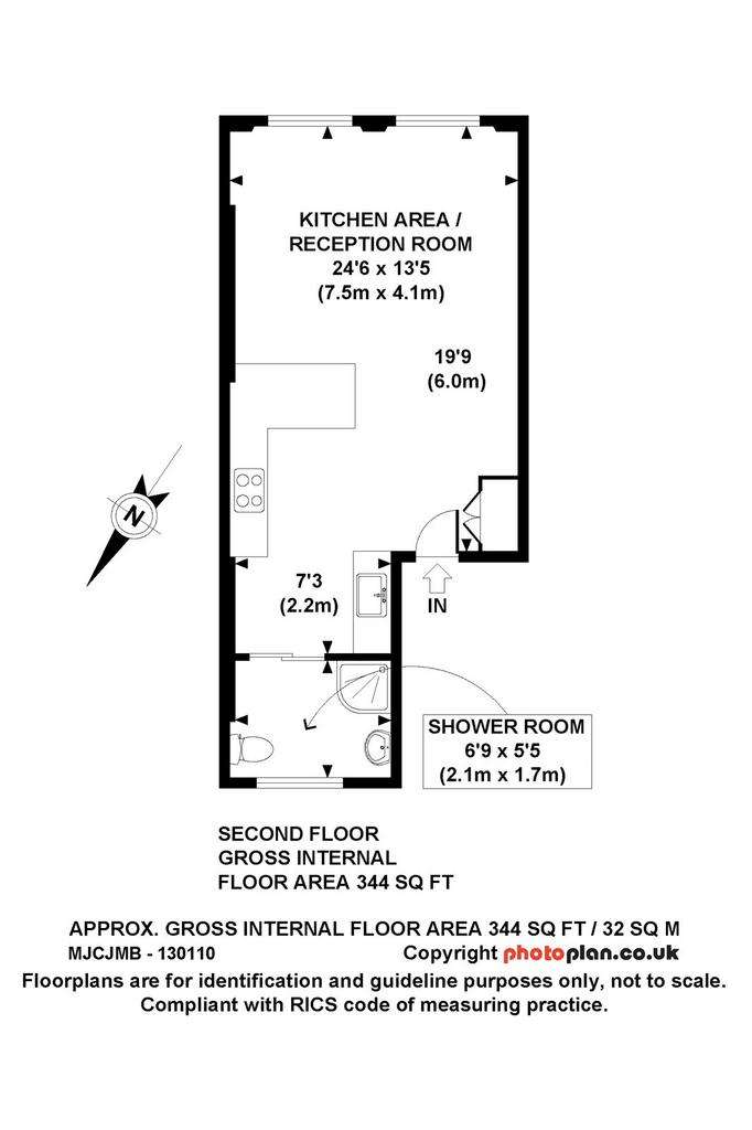 Studio flat to rent - floorplan