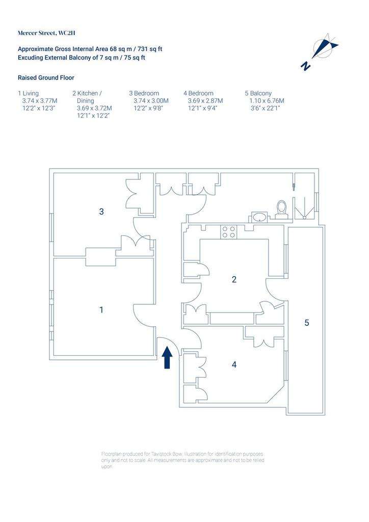 2 bedroom flat to rent - floorplan