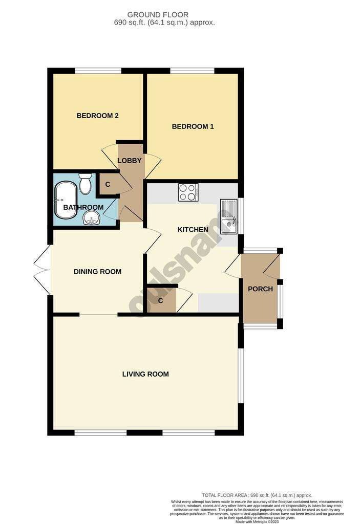 2 bedroom detached house for sale - floorplan