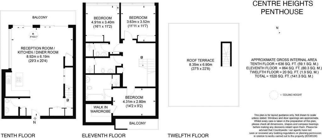 3 bedroom flat to rent - floorplan