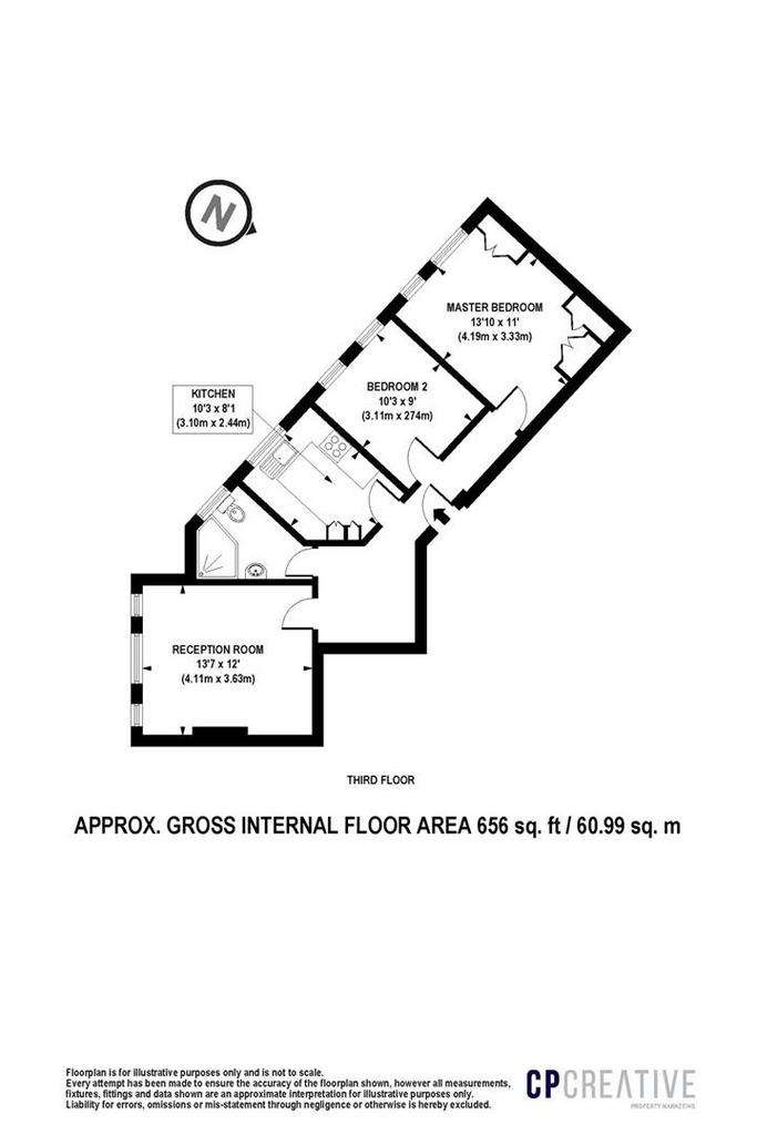 2 bedroom flat to rent - floorplan