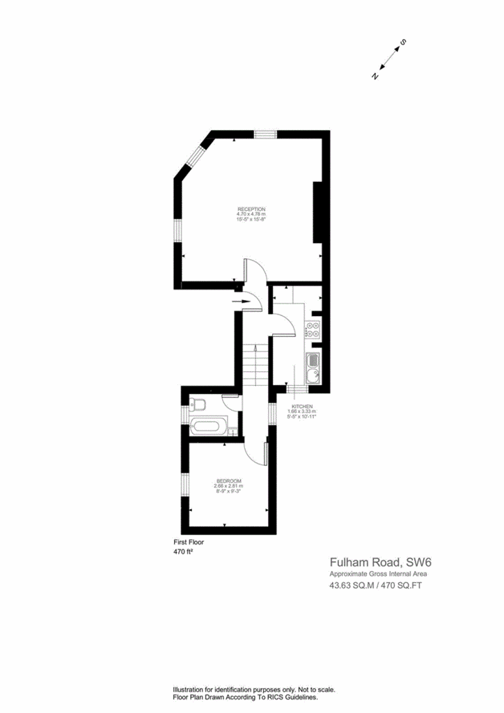 1 bedroom flat to rent - floorplan