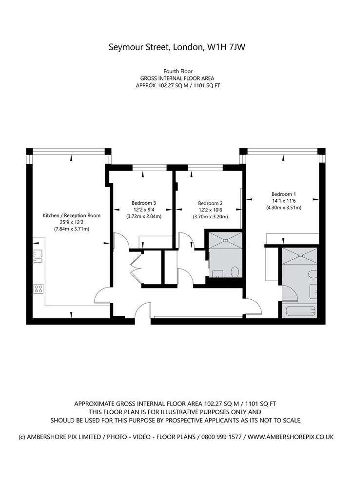 3 bedroom flat to rent - floorplan