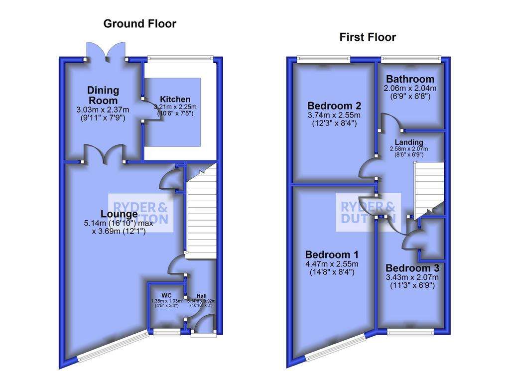 3 bedroom end of terrace house for sale - floorplan