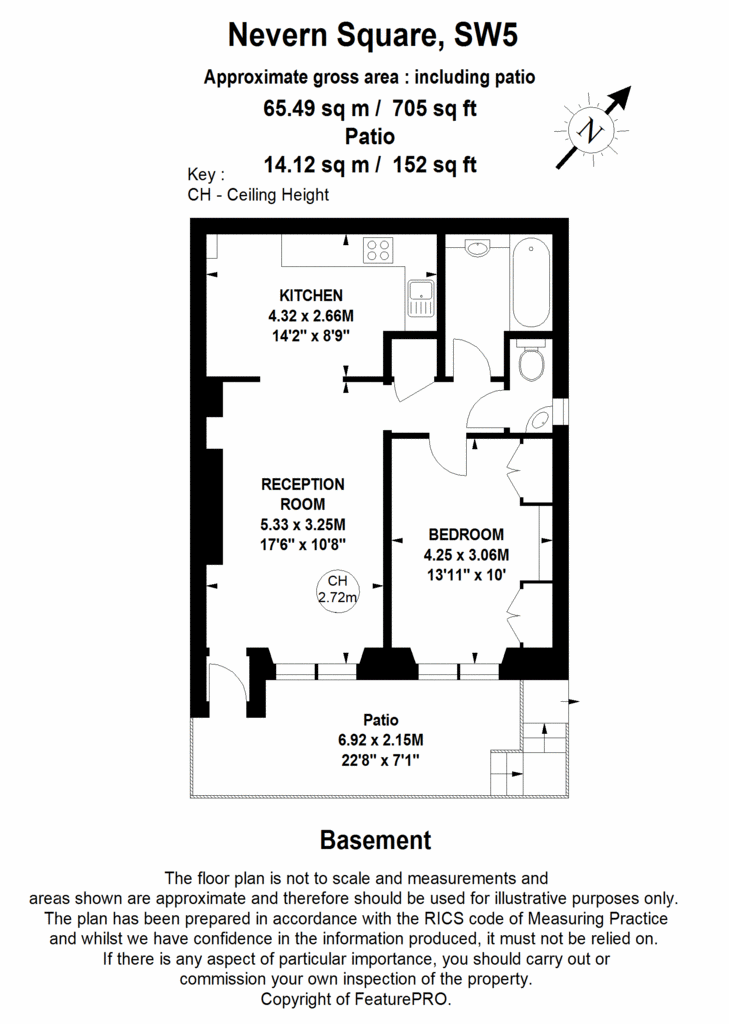 1 bedroom flat to rent - floorplan