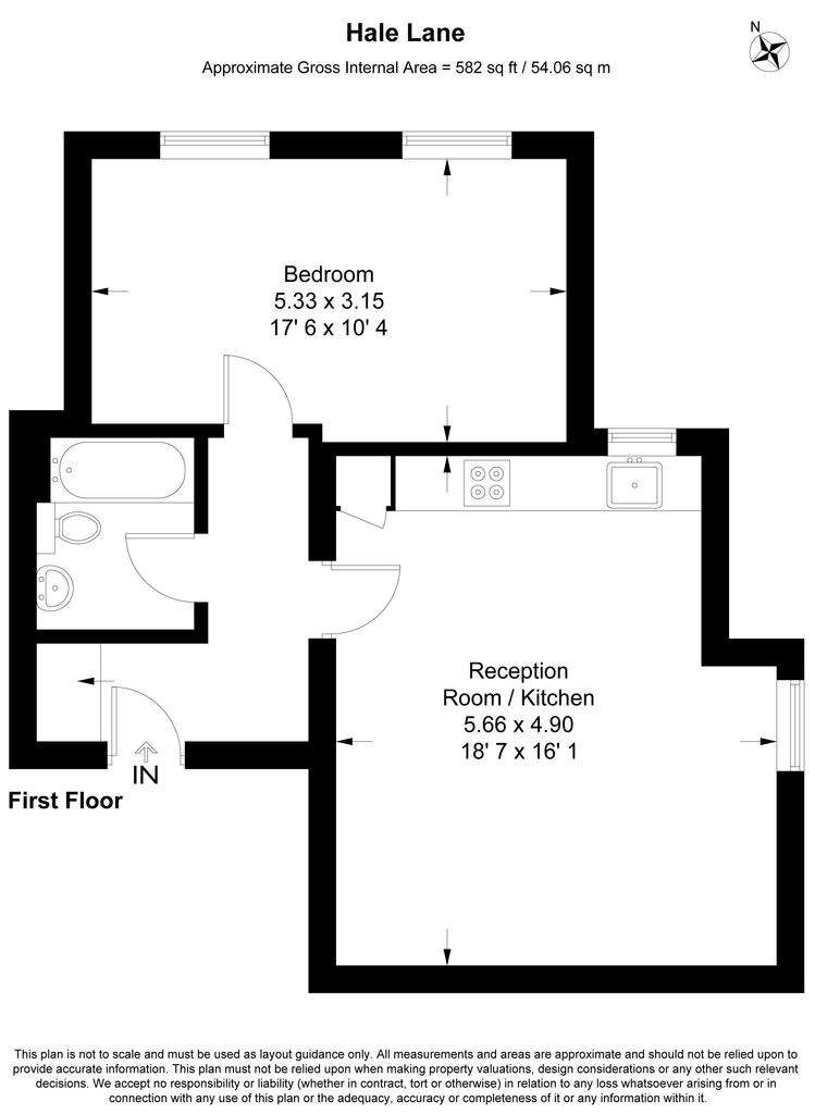 1 bedroom flat to rent - floorplan