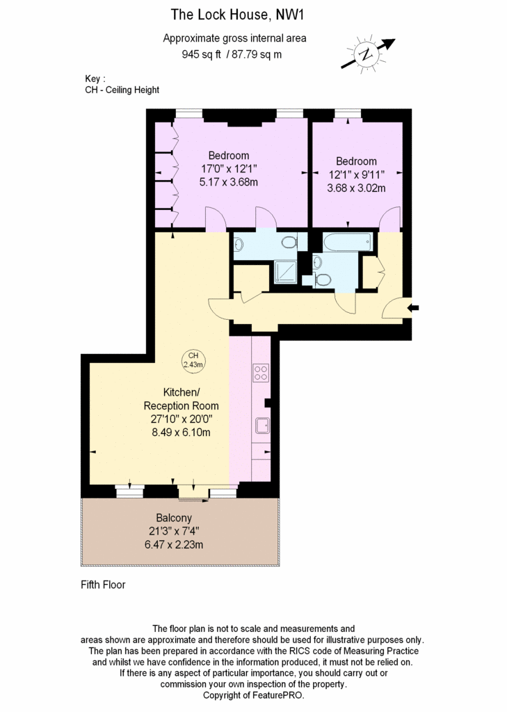 2 bedroom penthouse apartment to rent - floorplan