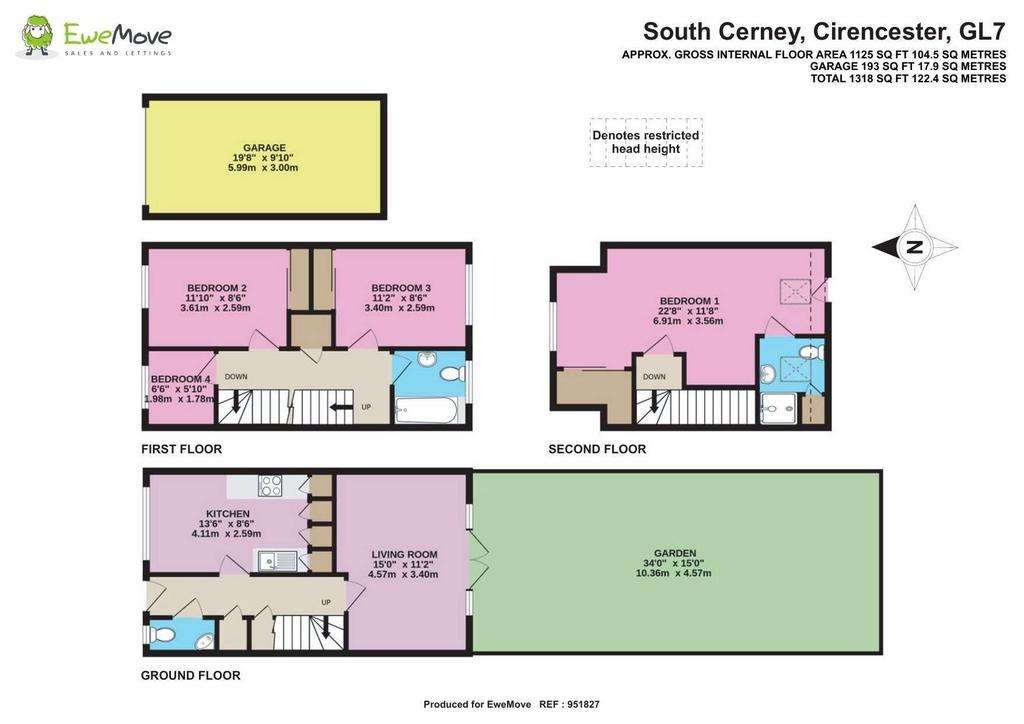 4 bedroom terraced house for sale - floorplan