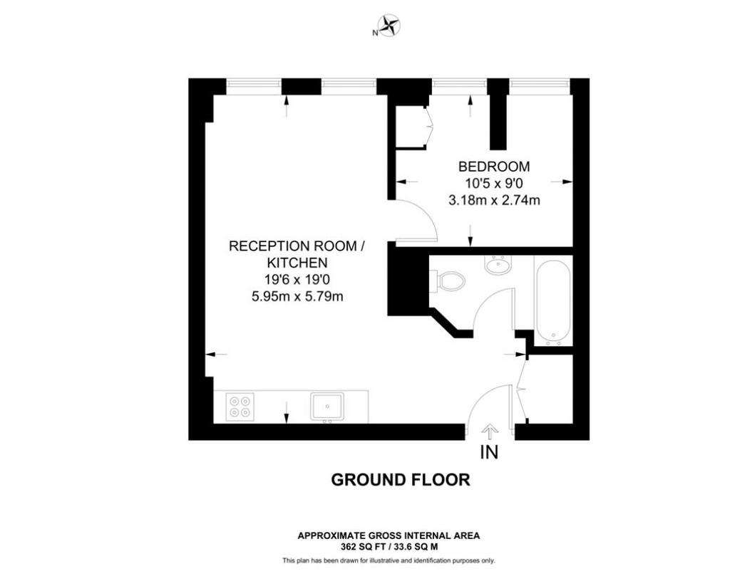 1 bedroom flat to rent - floorplan