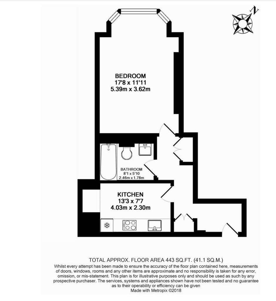 Studio flat to rent - floorplan