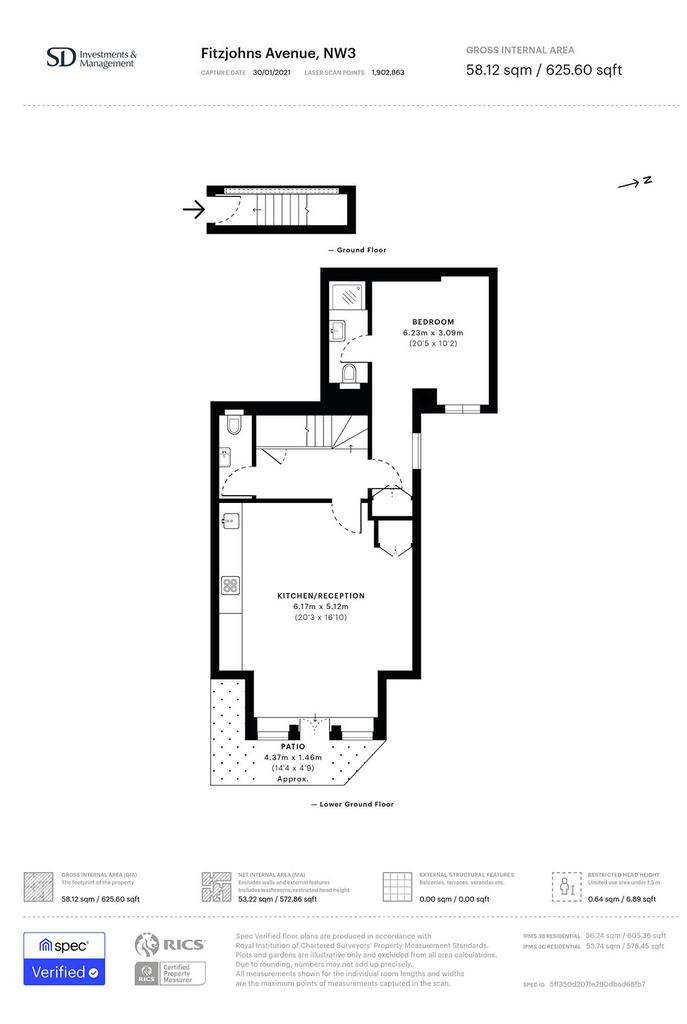 1 bedroom flat to rent - floorplan