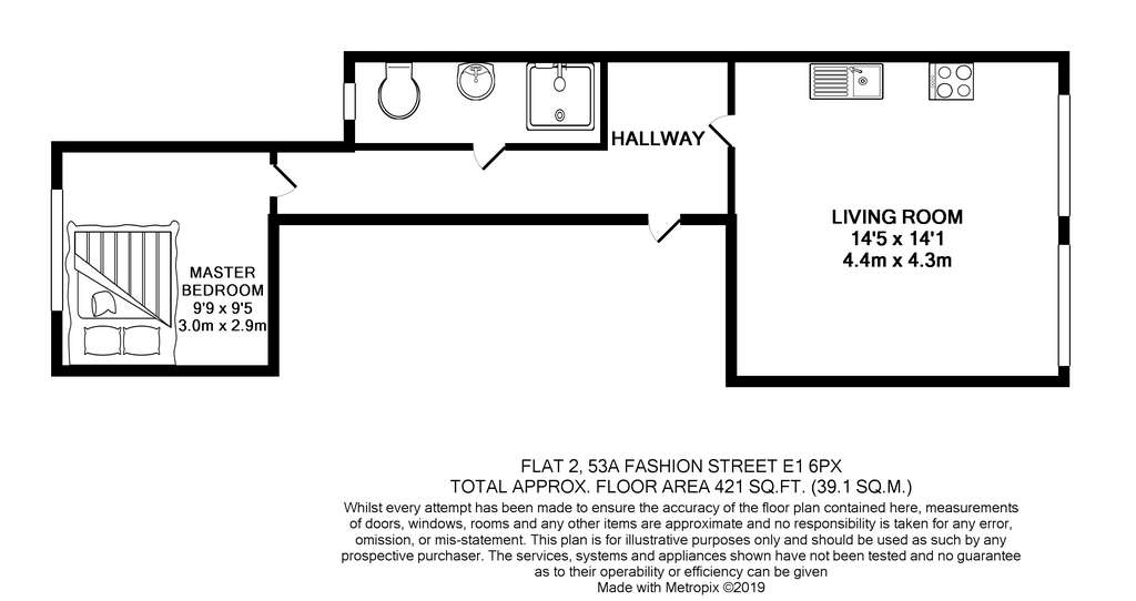 1 bedroom flat to rent - floorplan