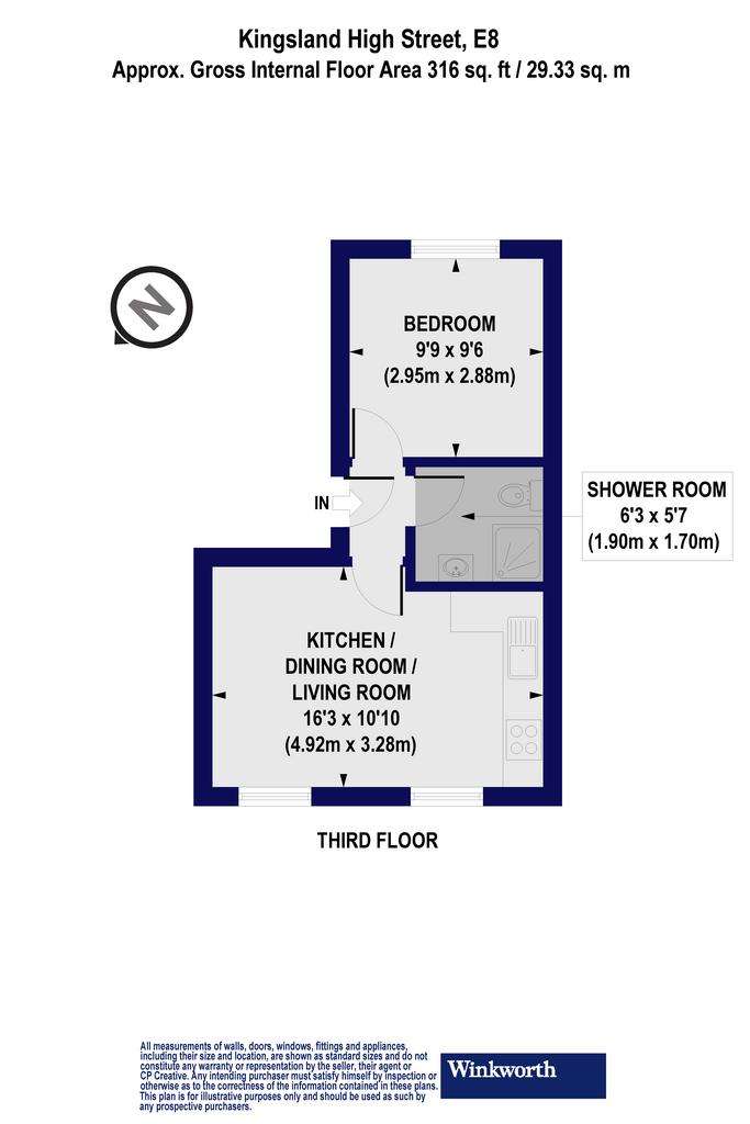 1 bedroom flat to rent - floorplan