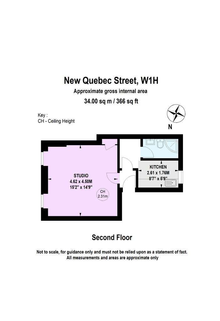 Studio flat to rent - floorplan