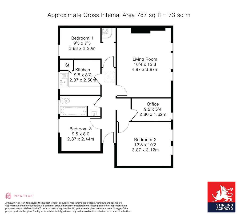 3 bedroom flat to rent - floorplan