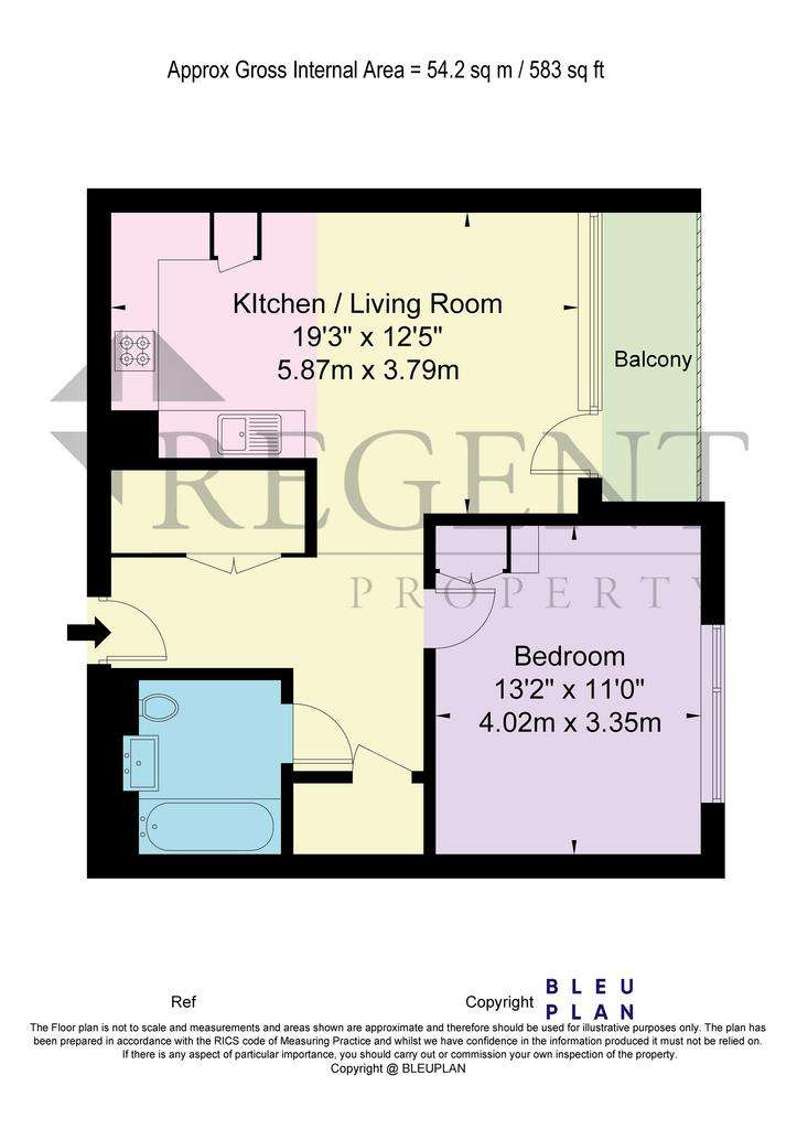 1 bedroom flat to rent - floorplan