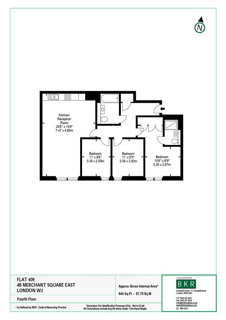 3 bedroom flat to rent - floorplan