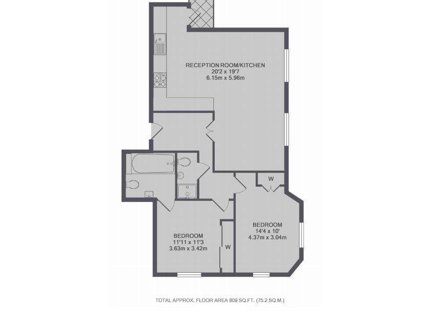 2 bedroom flat to rent - floorplan